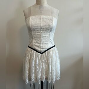 LoveShackFancy Strapless White Lace Dress